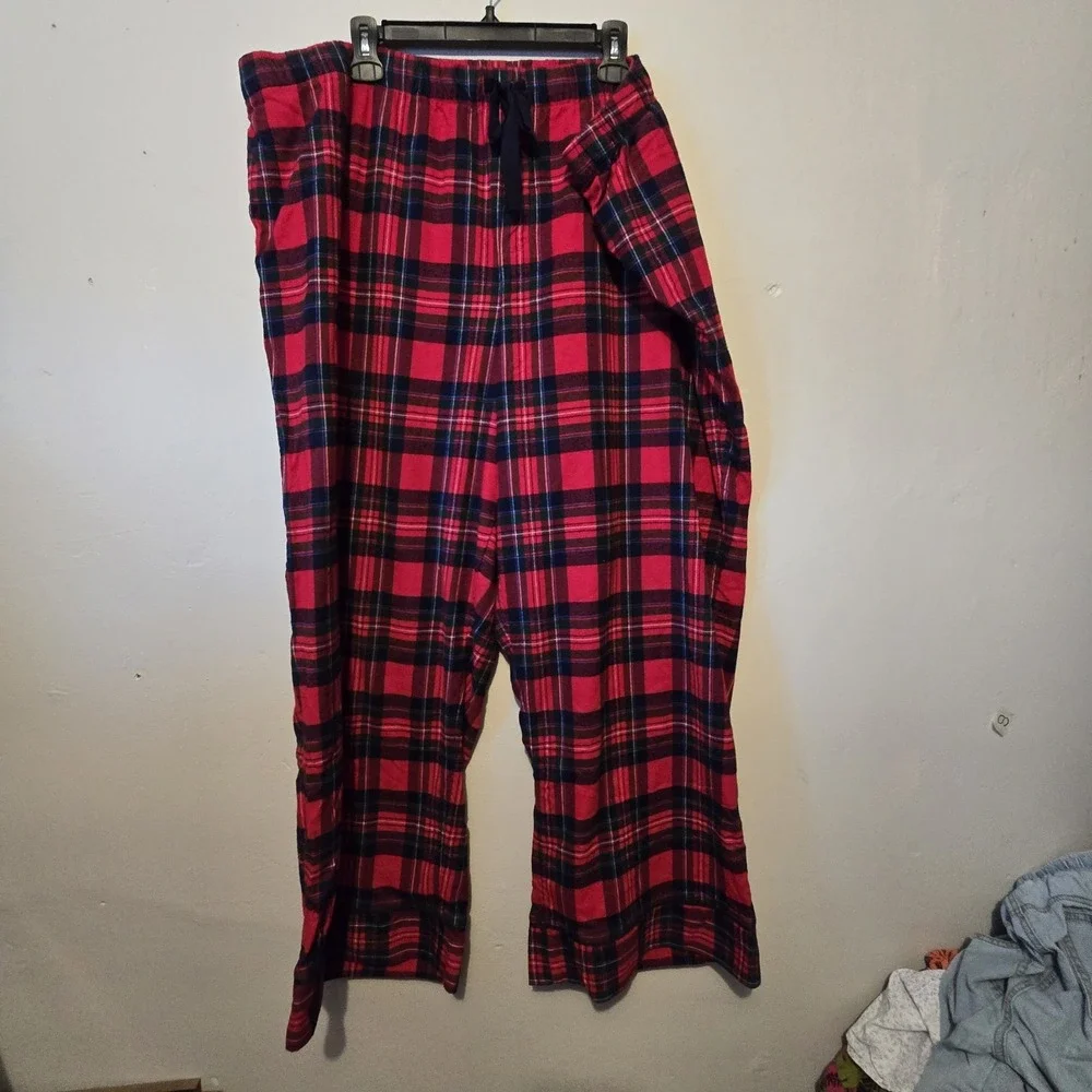 Vineyard Vines Plaid Flannel Pajama Set Womens Plus 3X Red Classic‎ Warm Holiday